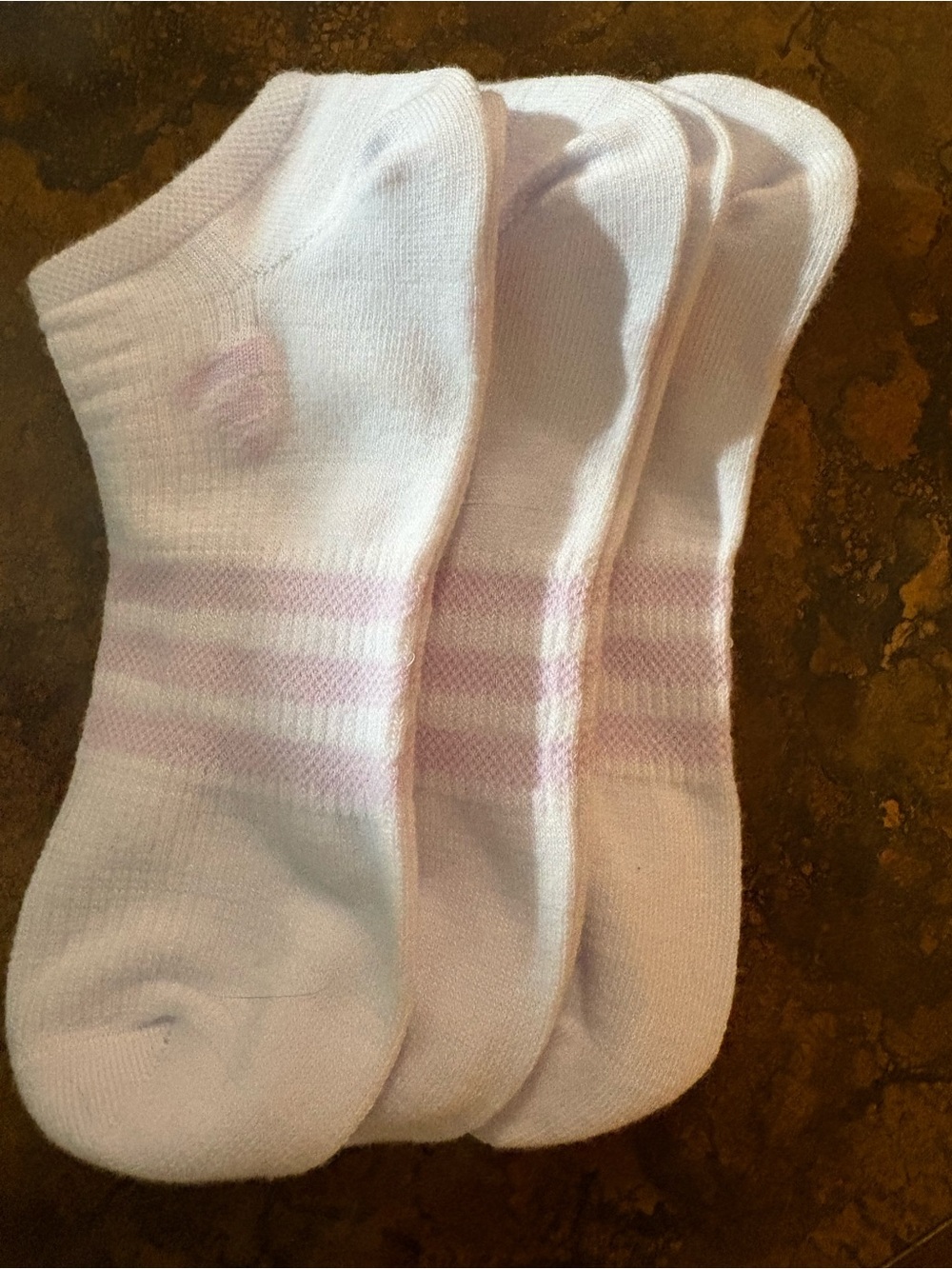 NWOT White Ankle Socks with Light Pink Stripes - Pack of 3